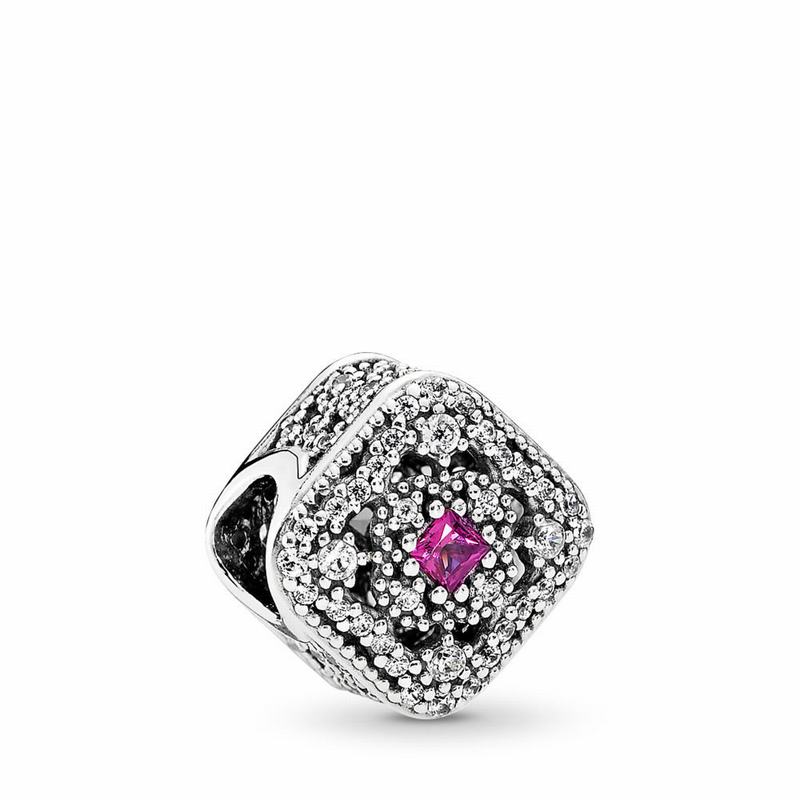 Pandora Fairytale Treasure Charm Ireland - Sterling Silver/Pink/Mixed Stones/Cubic Zirconia - 684379